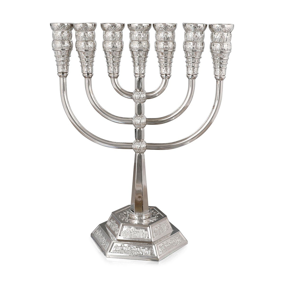 Seven Branch Temple Menorah (Silver), Judaica | Judaica Web Store