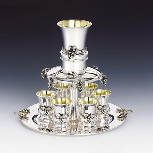 Filigree Wine Fountain 6 Cups Sterling Silver