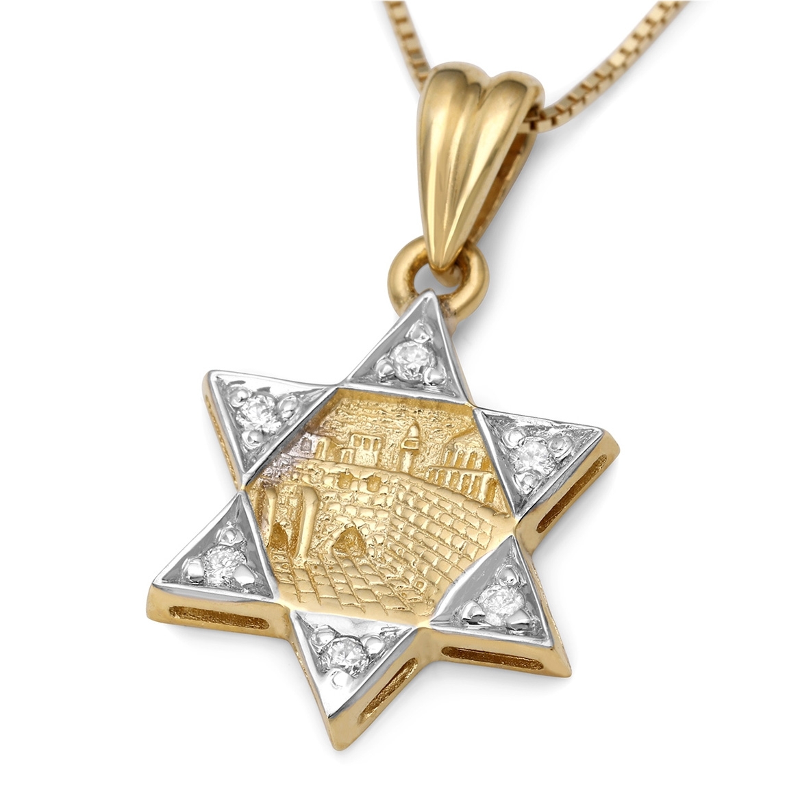 Diamond Pendant with Jewish Star of David in 14K Yellow Gold, White Gold or Rose Gold Rose Gold / 16 Chain