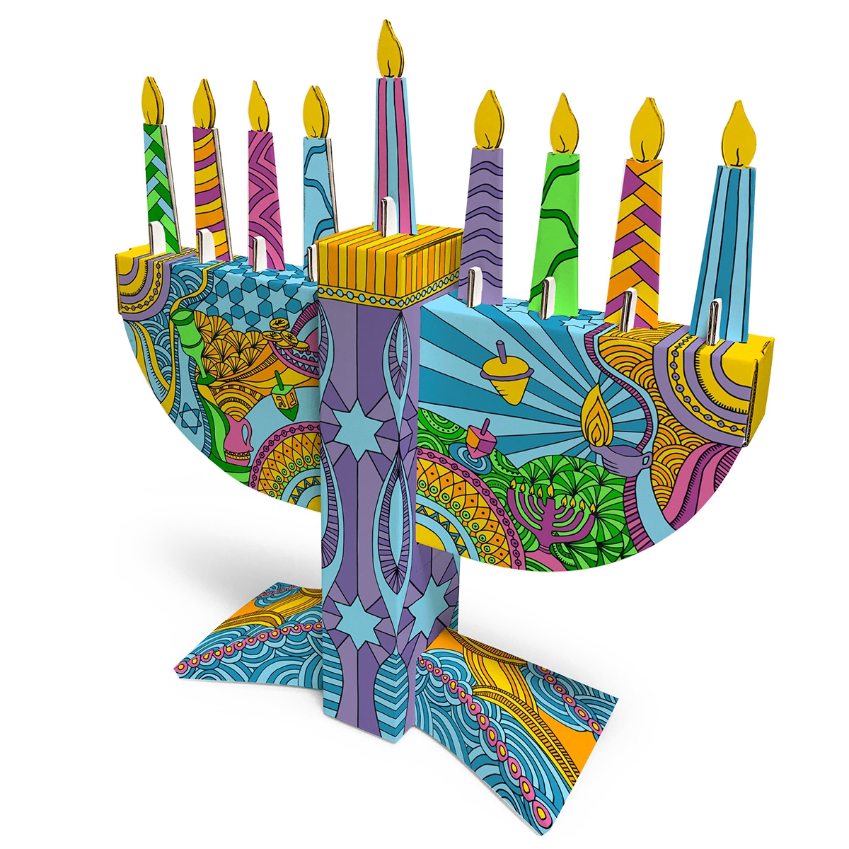 DIY Kids Hanukkah Menorah 3D Craft Set 10+
