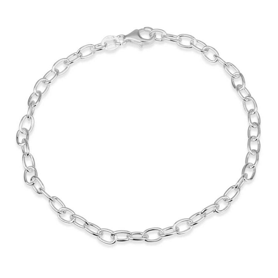Marina Jewelry Sterling Silver Chain Bracelet for Charms