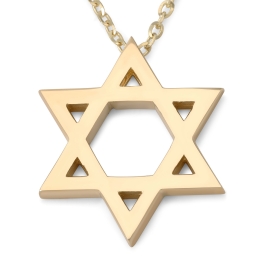 14K Gold Shema Yisrael and Star of David Men's Dog Tag Pendant